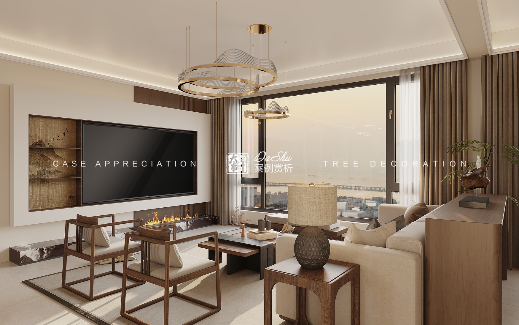 銀河壹號136㎡新中式風格效果圖