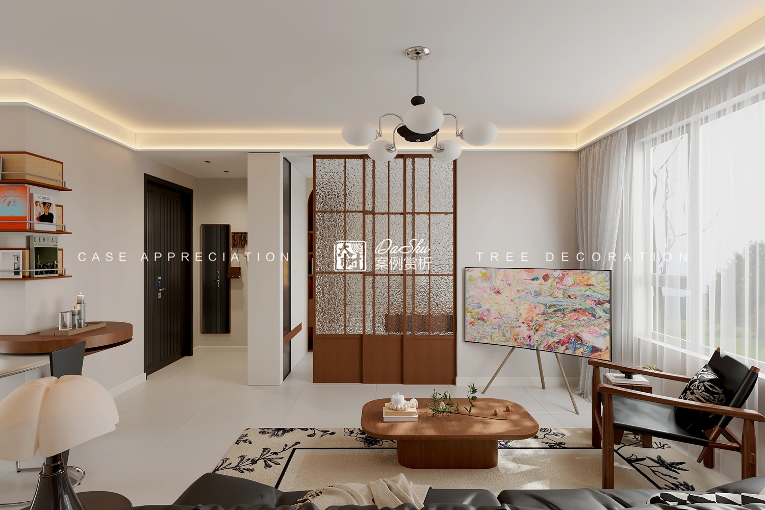 洋海辰月府97㎡現(xiàn)代中古風效果圖